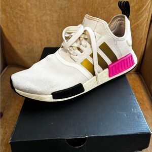 Adidas NMD R1 Women's Sneakers in White and Gold